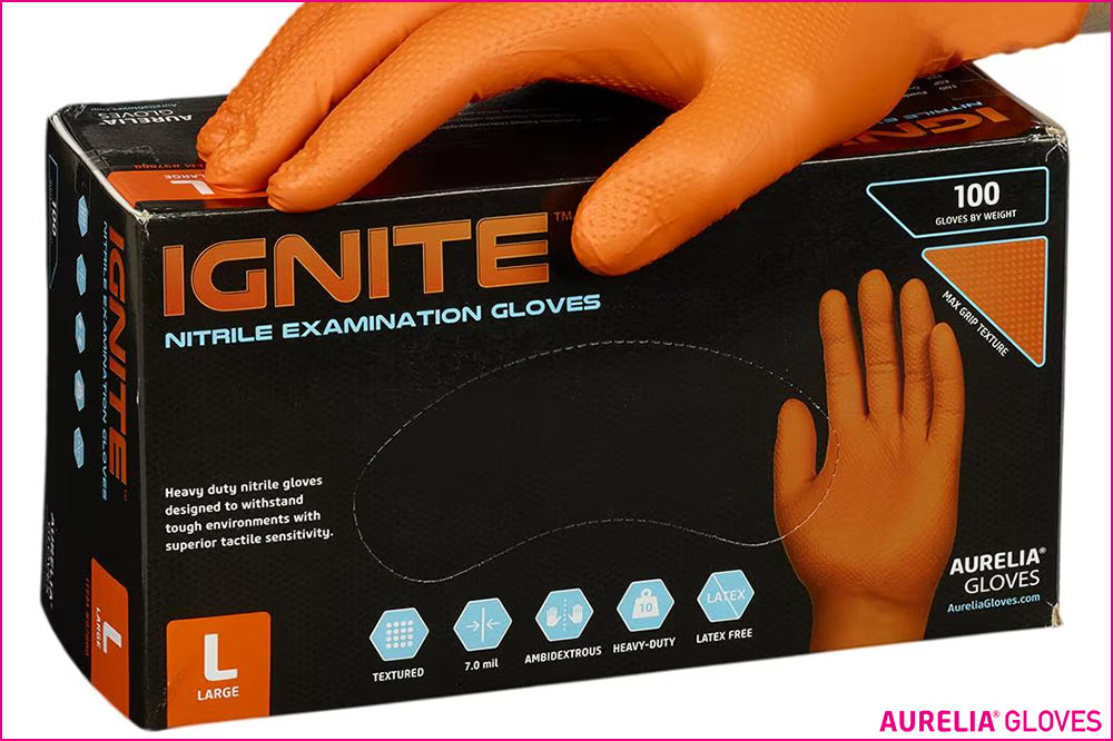 AURELIA GLOVES Nitril-Einweghandschuhe IGNITE, orange