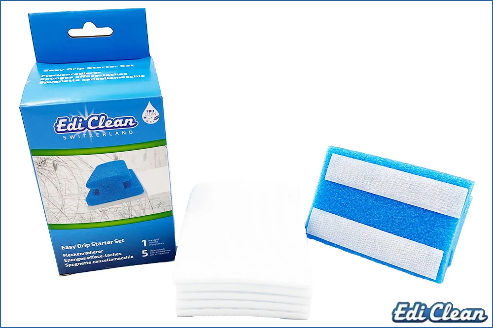 Edi Clean 94040 Fleckenradierer "Easy Grip" Starter Set, 1 Halter + 5 Pads