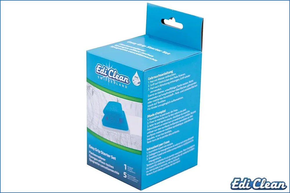 Edi Clean 94040 Fleckenradierer "Easy Grip" Starter Set, 1 Halter + 5 Pads