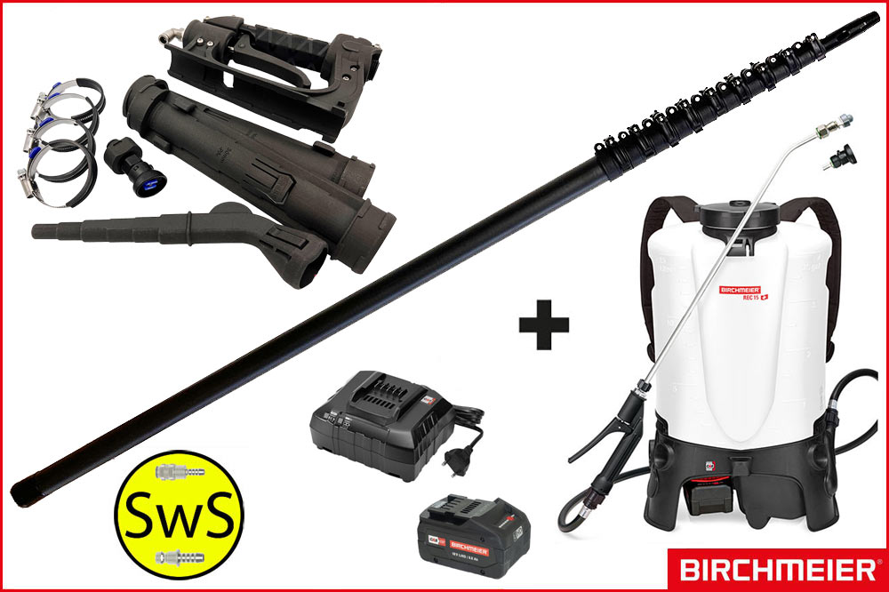 Birchmeier Akku-Rückensprühgerät 15 l TelRo & Carbon-Teleskopstange 13.30 Meter "RM24-Bundle"