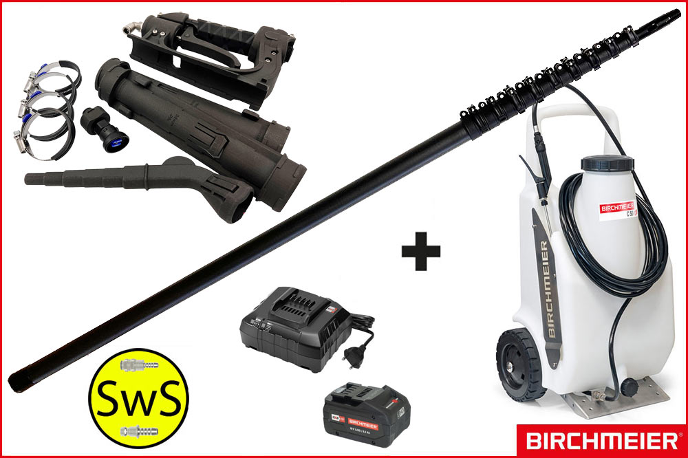 Birchmeier Zweirad-Akkusprühgerät C 50 TelRo & Carbon-Teleskopstange 13.30 Meter "RM24-Bundle"