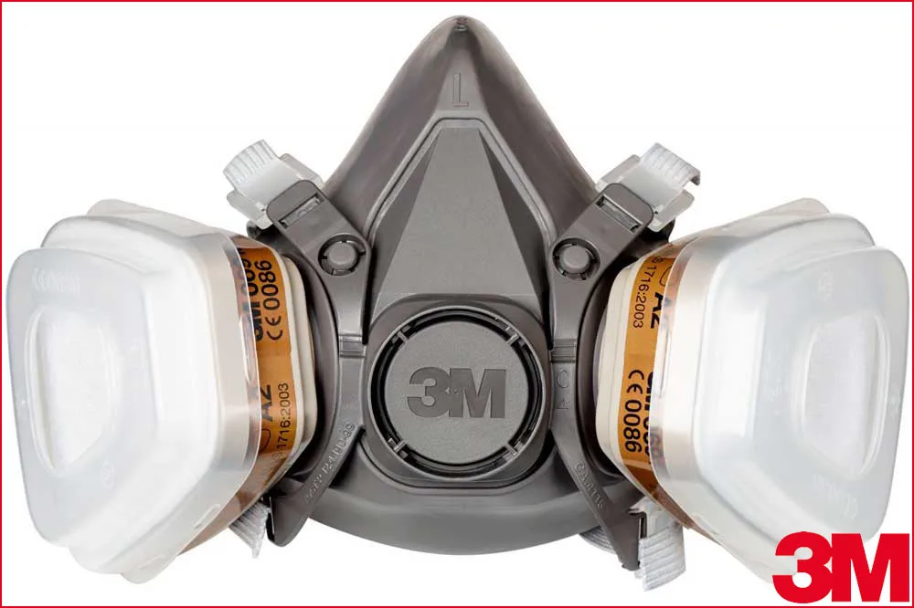 3M Halbmaske Serie 6000 M/L – Leichtes Doppelfilter-System mit Bajonett-Anschluss für Reinigung & Betonhydrophobierung