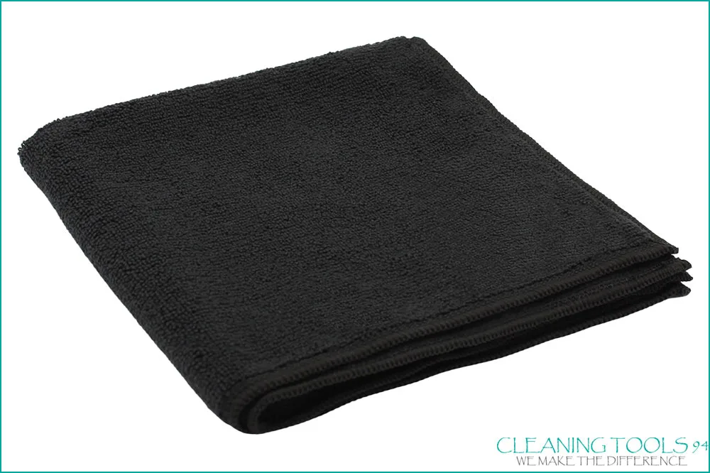 Cleaning Tools 94 Mikrofasertuch RECYCLING PLUS, 100% rPEt, 5 Stück, 38 x 38 cm, schwarz