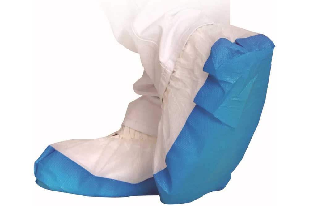 Ihr Schweizer Fachpartner für professionelles Reinigungsmaterial & Spezialreinigung HYGOSTAR Überziehschuhe rutschhemmend, reissfest, PP 40 my, weiss-blau - 50 Stück