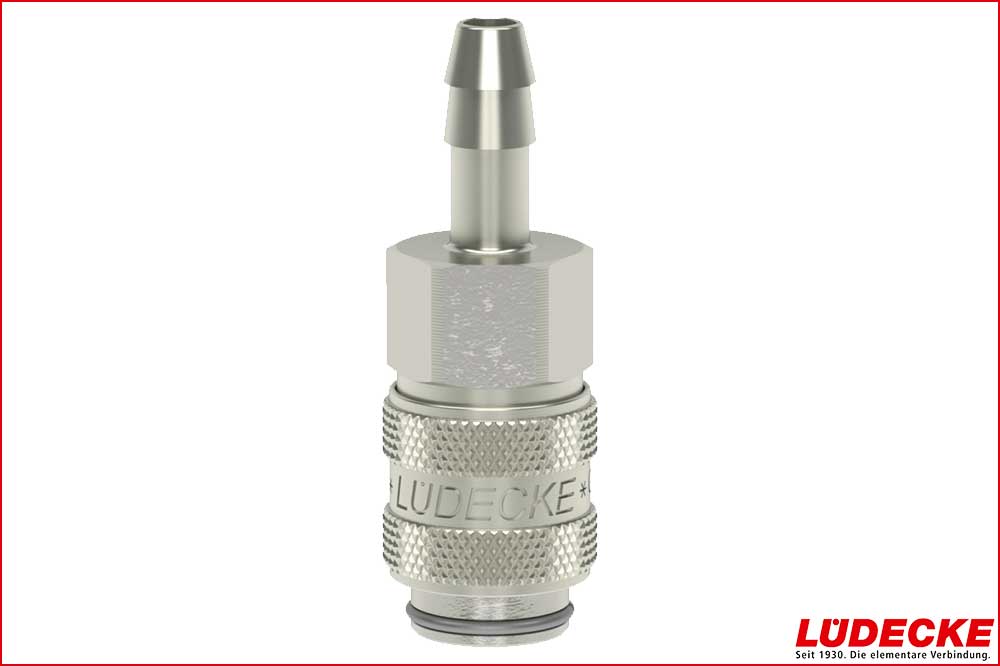 LÜDECKE ESMN 5 T Mini-Steckkupplung DN 5 mit Schlauchtülle 5 mm, einseitig absperrend