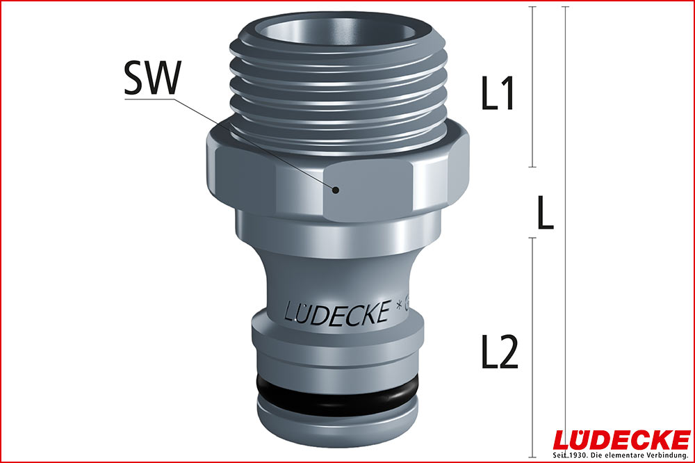 LÜDECKE WPI 12 NA WaterProfi Stecknippel G 1/2" Aussengewinde | Serie WPI DN 9 LÜDECKE WPI NA WaterProfi Stecknippel mit Aussengewinde | Serie WPI DN 9