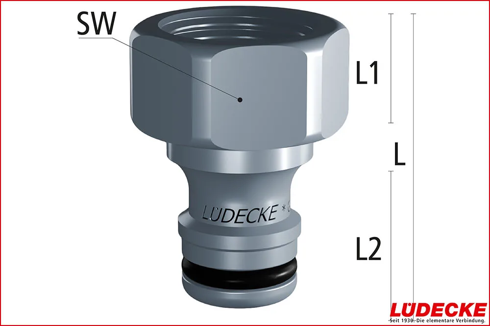 LÜDECKE WPI 12 NI WaterProfi Stecknippel G 1/2" Innengewinde | Serie WPI DN 9