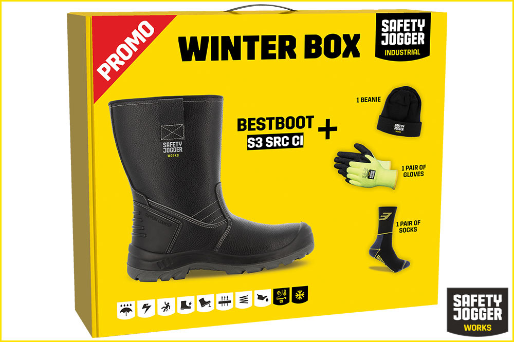 Safety Jogger Promo-Set Winterbox mit Sicherheitsstiefel Bestboot, schwarz